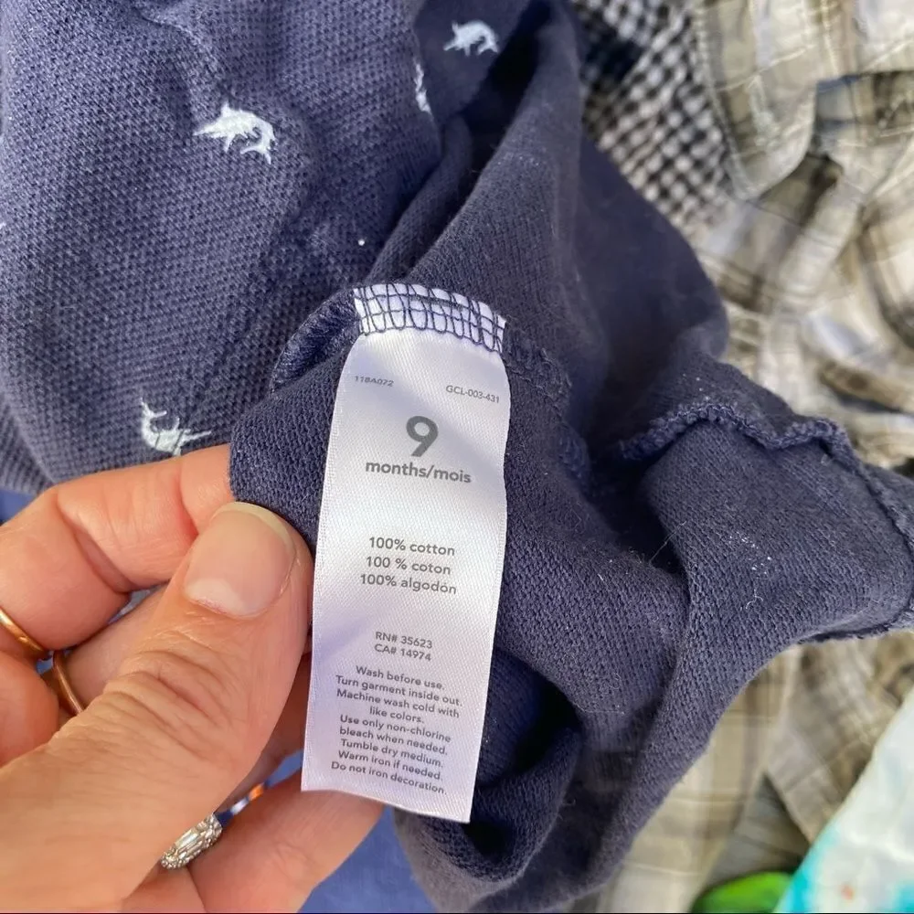 Carters Baby Boy Navy Blue Sword Fish Polo Romper 9 months